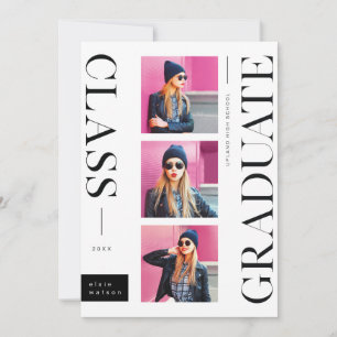 Minimal Modern Stylish    Multi Photo Graduation Announcement
