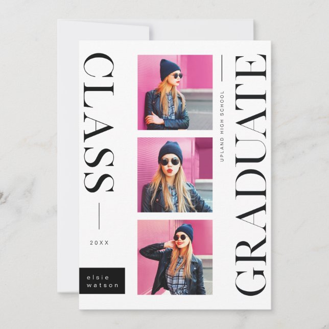 Minimal Modern Stylish  | Multi Photo Graduation Announcement (Front)