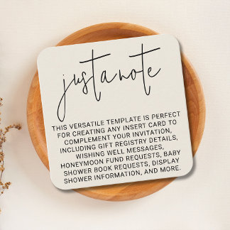Minimal Modern Stylish Simple Just A Note Square Enclosure Card