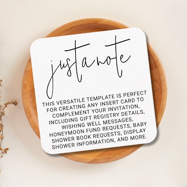 Minimal Modern Stylish Simple Just A Note Square Enclosure Card (Creator Uploaded)