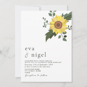 Minimal Modern Sunflower Wedding Invitation