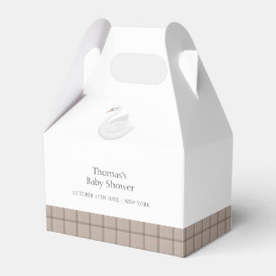 Minimal Modern Swan Plaid Gingham Boy Baby Shower Favour Box