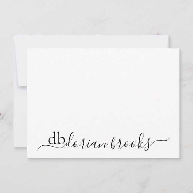 Minimal Modern Swash Script Monogram With Initials Card (Front)