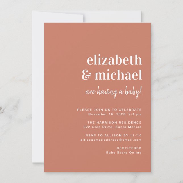 Minimal Modern Terracotta Couples Baby Shower Invitation (Front)