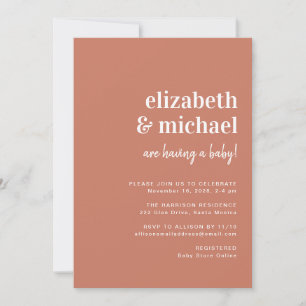 Minimal Modern Terracotta Couples Baby Shower Invitation