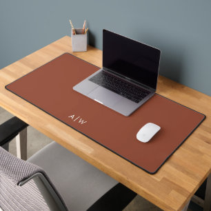 Minimal Modern Terracotta Monogram Initials Office Desk Mat