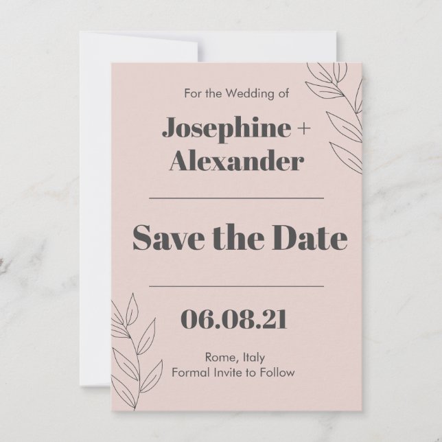 Minimal Modern Theme Save The Date (Front)