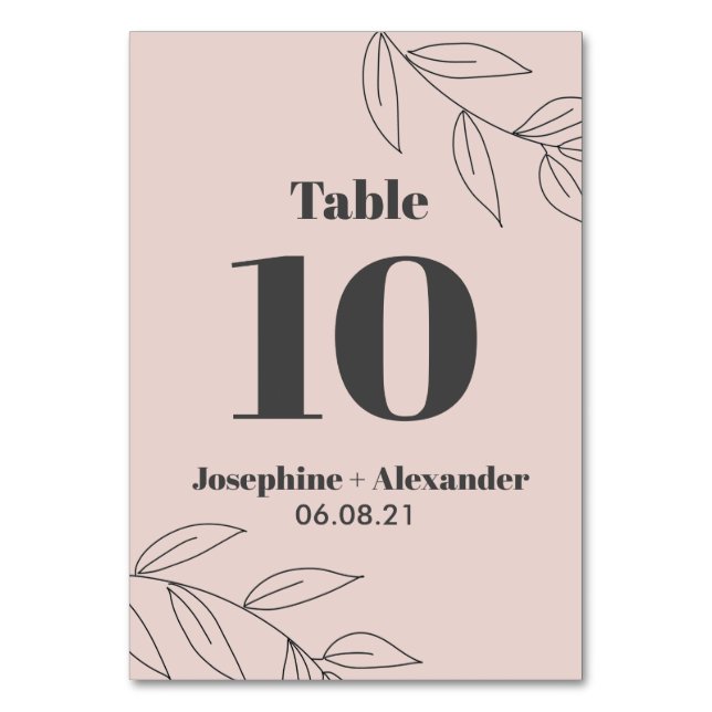 Minimal Modern Theme Table Number (Front)