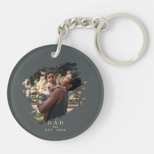 Minimal Modern Trendy Photopop Green Father's Day Key Ring