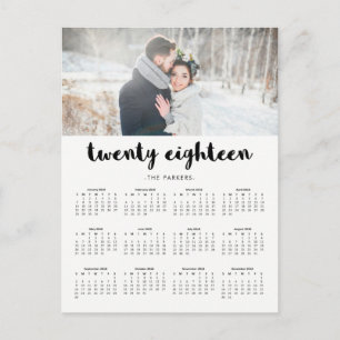 Minimal Modern Typography 2018 Photo Calendar Postcard