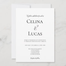 Minimal modern typography Black and white wedding