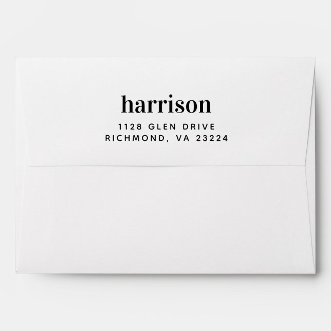 Minimal Modern Typography Name Return Address Envelope (Back (Top Flap))