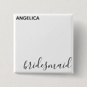 Minimal Modern Typography Wedding Bridesmaid Gift 15 Cm Square Badge