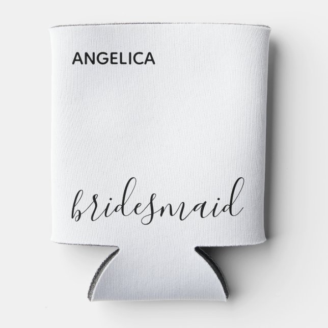 Minimal Modern Typography Wedding Bridesmaid Gift Can Cooler (Front)