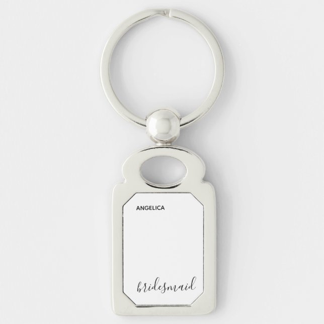 Minimal Modern Typography Wedding Bridesmaid Gift Key Ring (Front)