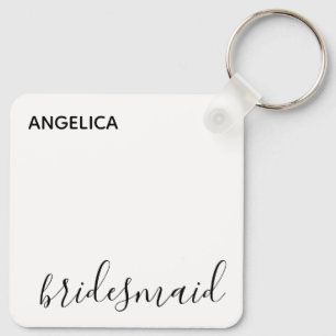 Minimal Modern Typography Wedding Bridesmaid Gift Key Ring