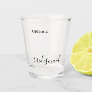 Minimal Modern Typography Wedding Bridesmaid Gift Shot Glass