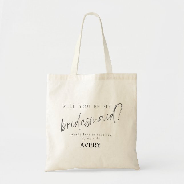 Minimal Modern Typography Wedding Bridesmaid Gift Tote Bag (Front)