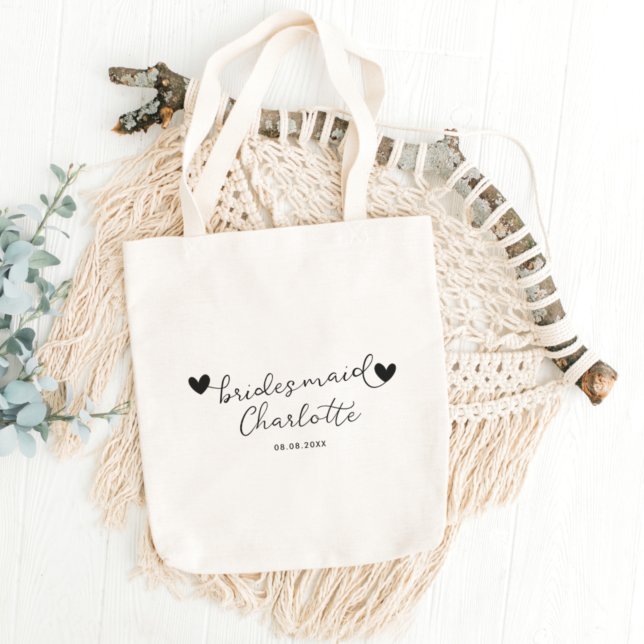 Minimal Modern Typography Wedding Bridesmaid Gift  Tote Bag (Creator Uploaded)