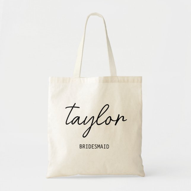 Minimal Modern Typography Wedding Bridesmaid Gift  Tote Bag (Front)