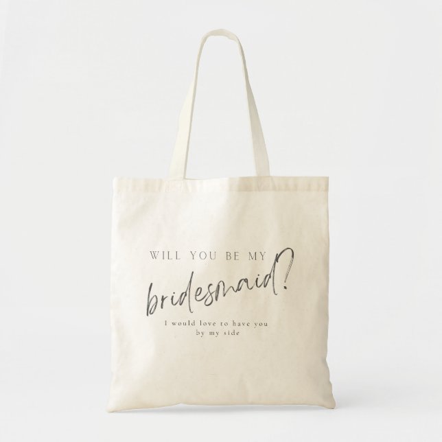 Minimal Modern Typography Wedding Bridesmaid Gift Tote Bag (Front)