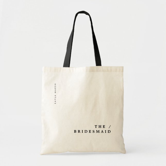 Minimal Modern Typography Wedding Bridesmaid Gift Tote Bag (Front)