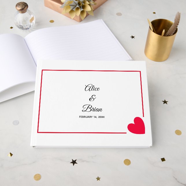 Minimal Modern Valentine Wedding Guest Book (Front Open)