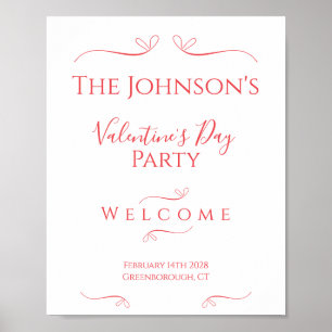 Minimal Modern Valentine's Day Party Welcome Poster