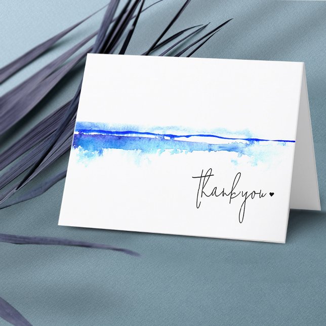 Minimal Modern Watercolor Blue Bridal Shower Thank You Card (Creator Uploaded)