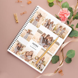 Minimal Modern Wavy Lines Multiple Photo Collage Notebook