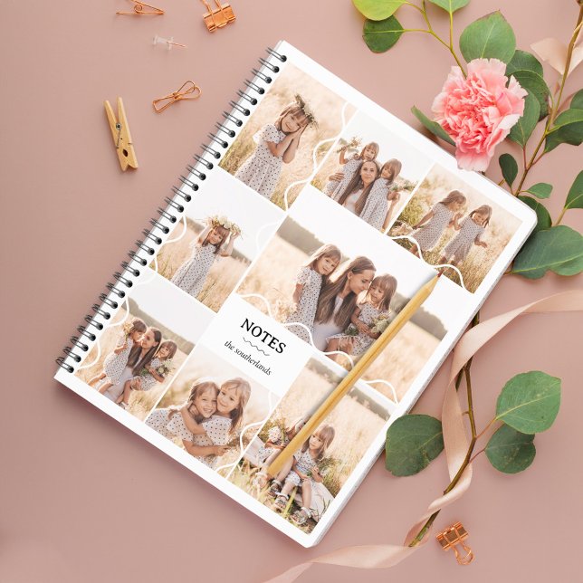 Minimal Modern Wavy Lines Multiple Photo Collage Notebook (Minimal Modern Wavy Lines Multiple Photo Collage Notebook)