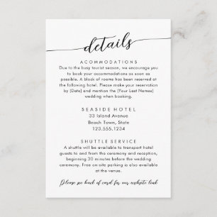 Minimal Modern Wedding Details Hotel Info Enclosure Card