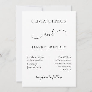 Minimal Modern Wedding Invitation   Black White