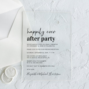 Minimal Modern Wedding Reception Acrylic Invitations
