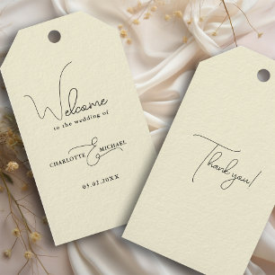 minimal modern wedding welcome    gift tags