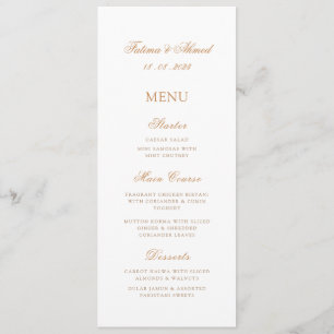 Minimal Modern White Gold Muslim Wedding Table Menu