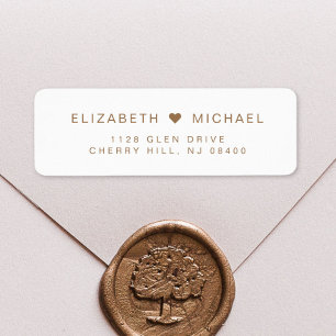 Minimal Modern White Gold Wedding Return Address