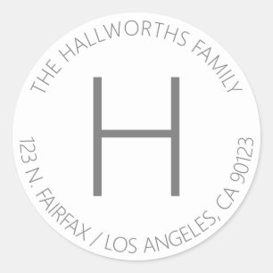 Minimal Modern White & Grey Classic Round Sticker