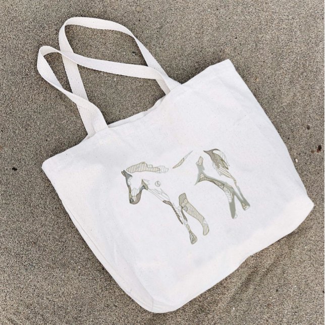 Minimal & Modern White Horse Drawing Elegant Cute Large Tote Bag (Creator Uploaded)
