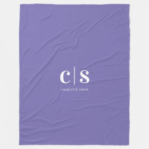 Minimal Modern White Monogram Fleece Blanket