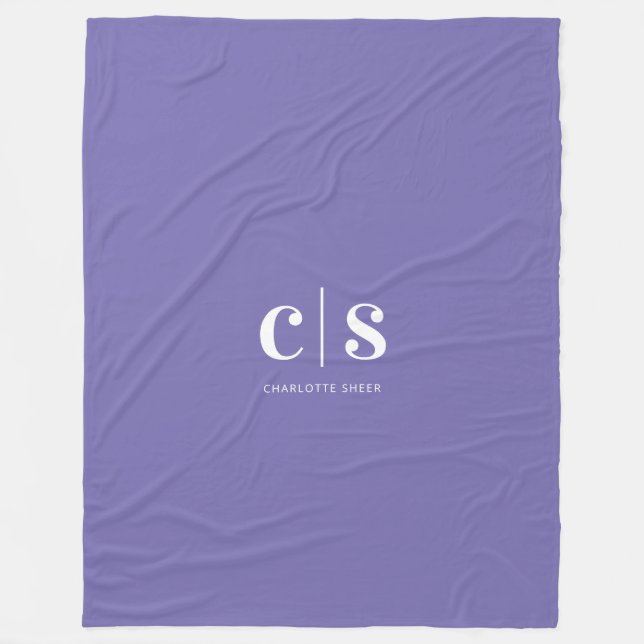 Minimal Modern White Monogram Fleece Blanket (Front)