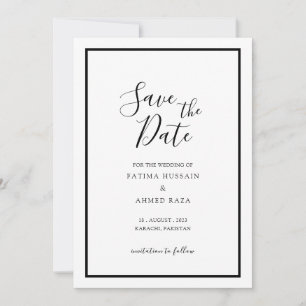 Minimal Modern White Muslim Wedding Save The Date