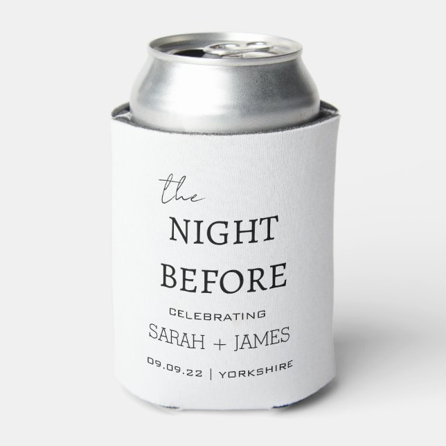 Minimal Modern White The Night Before Wedding  Can Cooler (Can Front)