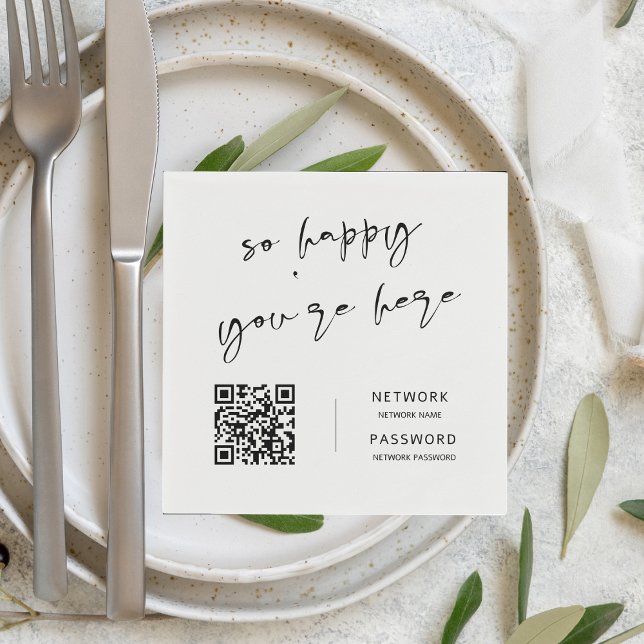 Minimal Modern WiFi Password Wedding Sign Napkins (Creator Uploaded)