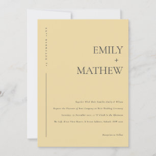 MINIMAL MODERN YELLOW OCHRE TYPOGRAPHY WEDDING INVITATION