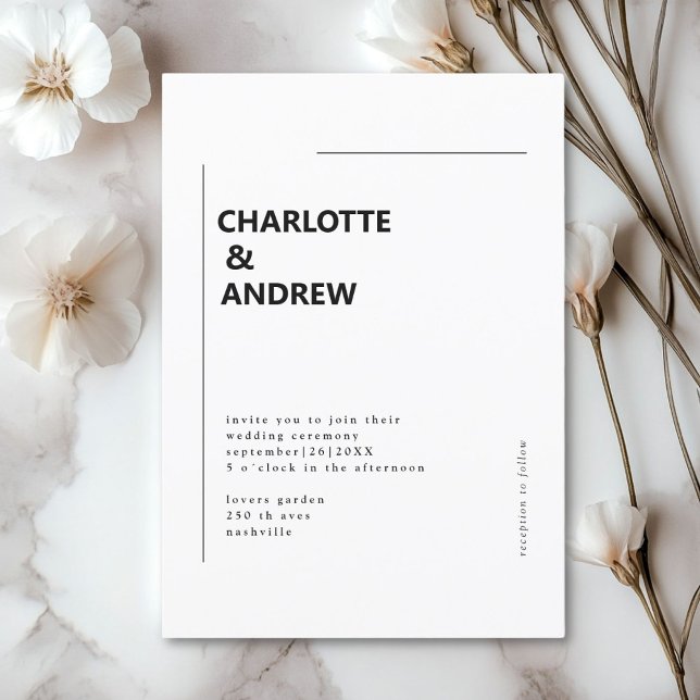 Minimal, moderne Einladung Invitation (Minimal, modern, white, Wedding Invitation.)