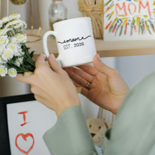 Minimal Mom Established Handwritten Name Year Coffee Mug