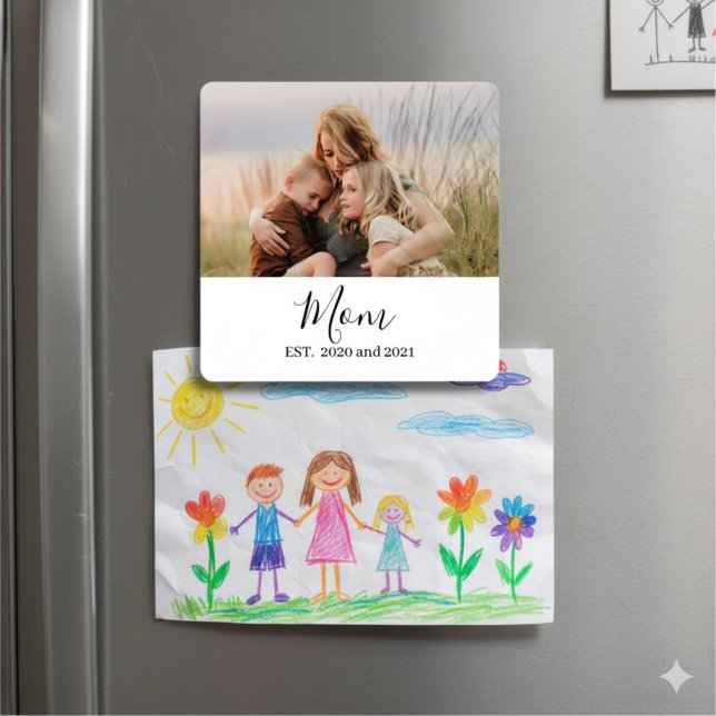 Minimal Mom Established Photo Gift Magnet (Creator Uploaded)