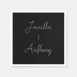 Minimal Monochrome Bride and Groom Napkins