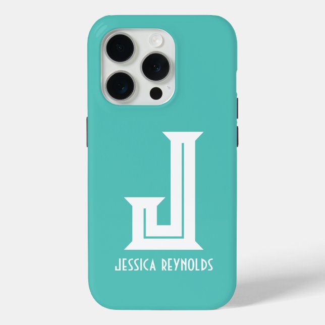 Minimal Monogram Aqua Case-Mate iPhone Case (Back)